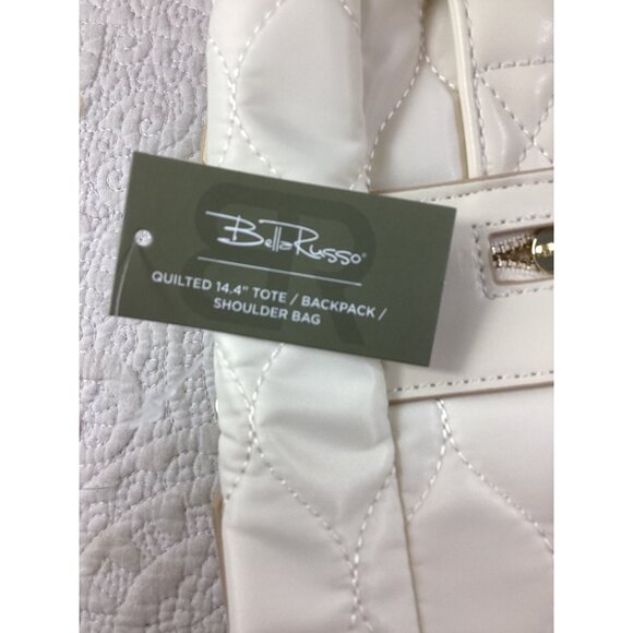 Bella Russo Quilted 14.4" Convertible Tote Backpack Shoulder Bag*Cream White*NWT - Picture 4 of 6